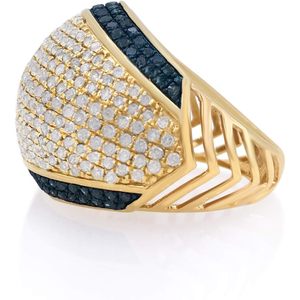 White And Blue Diamond <b>Dome</b> Cocktail <b>Ring</b> Round Cut Pave Setting Women's Statement <b>Ring</b> Party Jewelry - Product Image 3