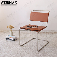WISEMAX FURNITURE Chaises de salle à manger modernes en cuir de selle marron Mart design pieds en métal Fauteuil à utiliser pour restaurant café bureau