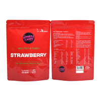 Sachet refermable à fond plat personnalisé en Mylar mat avec fermeture éclair pour poudre de protéines de lactosérum saveur fraise, complément nutritionnel sportif