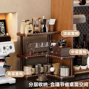 Corner Desktop Shelf 3 Tier Wood <b>Storage</b> Rack For <b>Kitchen</b> Coffee Bar Organizing Display Stand - Product Image 4