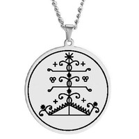 Amulette Ogou Feray Voodoo Veve Symbol Talisman Bijou Amulette Acier Inoxydable Marquage Laser Pendentif Collier
