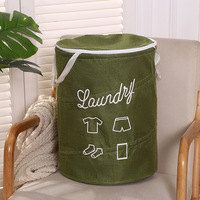 Grand panier à linge Pop en polyester pliable et robuste personnalisé avec couvercle zippé, longues poignées, panier de rangement peu encombrant pour salle de bain