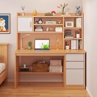 Bureau d'ordinateur de bureau pour chambre à coucher, bureau d'étude simple, bureau d'écriture, table intégrée avec bibliothèque et étagère combinées