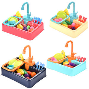 Système de circulation d'eau automatique simulé, <span class=keywords><strong>jouet</strong></span> d'évier de <span class=keywords><strong>cuisine</strong></span> électrique pour jeu de rôle, lavage éducatif des fruits et légumes pour enfants - Product Image 4