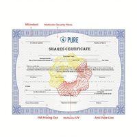 Certificat anti-contrefaçon avec impression de fibres de sécurité multicolores et numéro de série unique personnalisé
