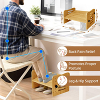 Repose-pieds réglable en bambou sous le bureau, repose-pieds ergonomique avec réglage à 7 niveaux, tabouret incliné pour la cuisine de bureau à domicile