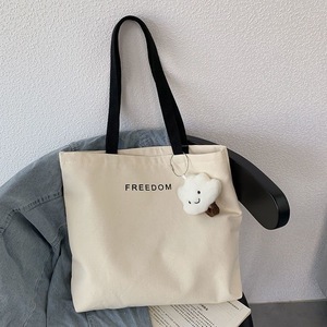 Grande capacité nouvelle étudiante sac fourre-tout Simple Fashion Style toile sac à bandoulière poignée en velours côtelé motif personnalisé pour le tutorat - Product Image 3