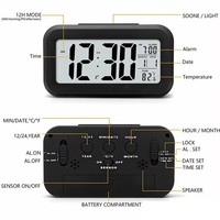 Réveil numérique LED JY-A0720 avec rétroéclairage, affichage de l'heure, du calendrier, multifonction, horloge de table électronique avec rétroéclairage, décorations