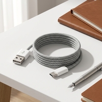 Kabel Data Pengisian Cepat Magnetik Tipe-C Dual-Head Kabel Pengisian Cepat Terjalin untuk Perangkat Android Ponsel & Tablet