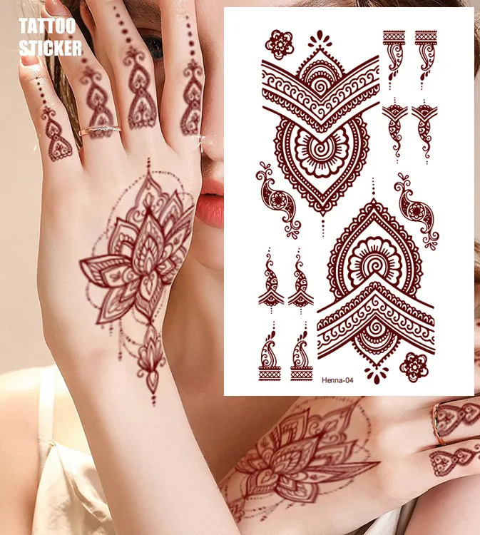 2024 nuovo tatuaggio henné marrone all'ingrosso dell'adesivo del tatuaggio dell'henné