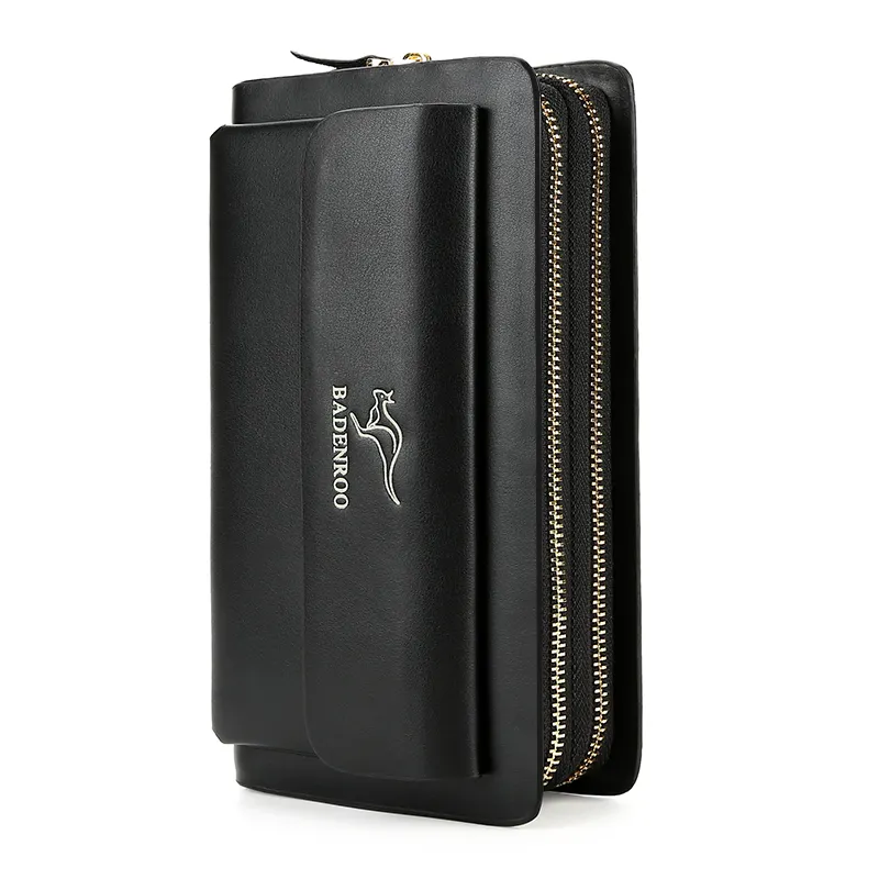 Men wallets coin pocket long zipper coin purse for men clutch bag Double zipper Vintage Large multi cardholder Wallet Purse