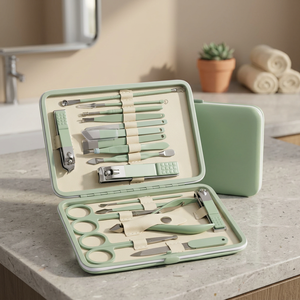 Mint Green Stainless Steel Manicure <b>Kit</b> With <b>Nail</b> Clippers And Tools In Portable Case For Adults Professional <b>Nail</b> Care Set - Product Image 2