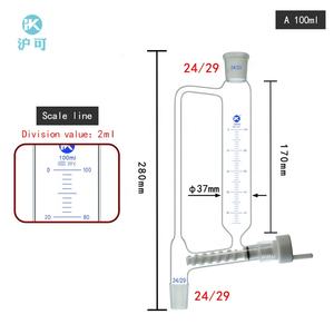 Huke Lab corong pemisah gelas 100ml ~ 1000ml penyeimbang tekanan tambahan corong 24/29 sambungan - Product Image 2