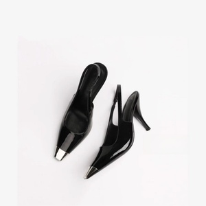 Sandalias de tacón alto tipo stiletto con punta abierta y cuadrada para mujer, zapatos cómodos para boda, con correa en el tobillo, diseño elegante en negro. - Product Image 2
