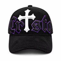 Nouvelle Casquette de Baseball Designer à Visière Courbe en Daim avec Patch Logo 14 14 Orné de Bijoux, Broderie 3D Haute Définition, Logo Personnalisé Bling Religion
