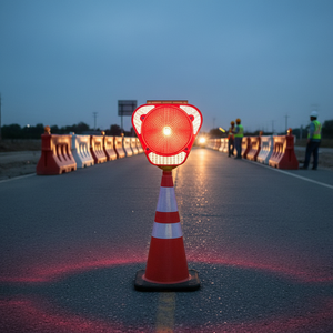 Luz de Advertencia de Tráfico Triangular LED Solar Roja Ileritraffic, Cono de Señalización con Material PC-ABS y 2x1W LEDs ILT9506 - Product Image 5