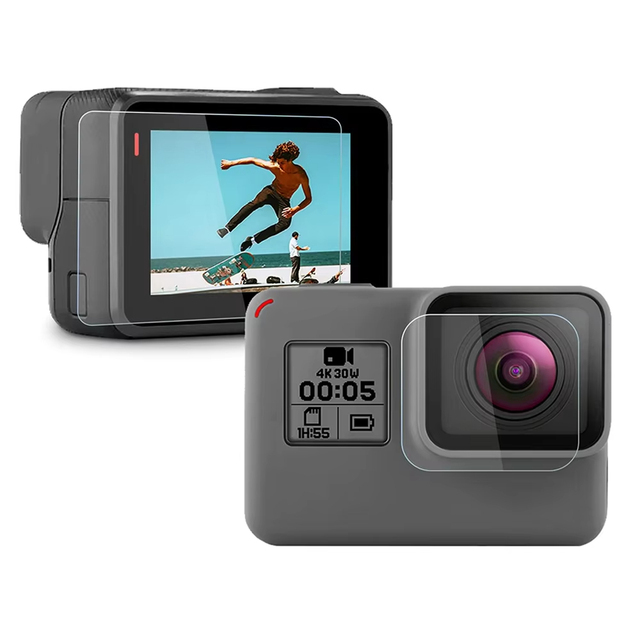 2.5D 9H Screen Protector for GoPro Hero 7/Hero 6/Hero 5 0.33mm Ultra-thin Clear Front and Back Film Tempered Glass Film