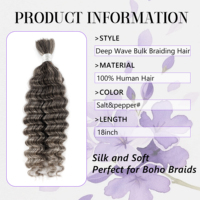Extensions de cheveux humains vierges 100% naturels, ondulés profonds sel et poivre, longueur personnalisée, 18 pouces, pour tresses, lots en gros à vendre