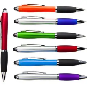 2 IN 1 Promotional Logo printed Plastic Stylus pen, Plastic screen Touch Pen