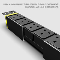 PDU de qualité industrielle supérieure |   Prise britannique à 6 prises avec interrupteurs individuels |   Distribution d'alimentation en alliage d'aluminium 110-250V 13A