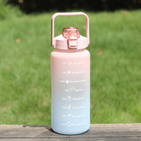 Bouteille d'eau de motivation en plastique PC de 2 litres personnalisée en usine avec marqueur de temps dégradé de couleur personnalisé