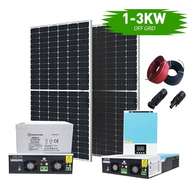 2KW On-Grid Solar Energy System Kit for Home 12/24VDC Solar Generator MPPT Controller Polycrystalline Silicon Solar