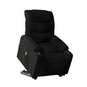 Fauteuil inclinable manuel en cuir PU noir avec pieds en métal - Product Image 1