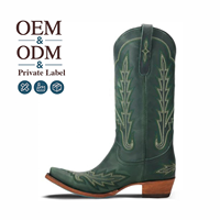 Bottes de cowgirl vertes de style western vintage personnalisées avec logo CHENO pour femmes, articles de boutique western pour cowgirl