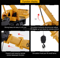 Vente en gros de grue mobile télécommandée 2,4 G à 6 canaux avec lumière clignotante, batterie rechargeable 3,7 V, jouet de construction RC