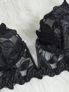 女性のセクシーな下着ディープVネック刺繍ブラとパンティ - Product Image 4