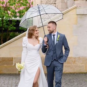 Parapluie de pluie transparent pour femme, coupe-vent, avec logo personnalisé, vente en gros, faible MOQ, usine chinoise - Product Image 1