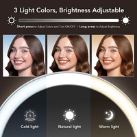 Miroir de maquillage de voyage à LED double face, grossissement 1X 10X, lumière à 3 couleurs, miroir de vanité portable pliable à main
