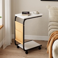 Mobilier de salon moderne et durable Support de rangement portable Table basse en bois de lit avec roue