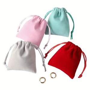 Sacs à bijoux en velours doux pour colliers de pierres précieuses, personnalisables en couleur et taille, pochettes en velours avec logo brodé pour emballage cadeau haut de gamme - Product Image 1