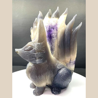 Sculpture de renard en agate améthyste géode sculptée à la main, sculpture animale en cristal naturel pour collection d'ornements