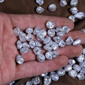 Perles de bijoux DIY en gros, perles baroques argentées concassées, perles en vrac, perles d'eau douce naturelles blanches, particules irrégulières à forte luminosité - Product Image 3