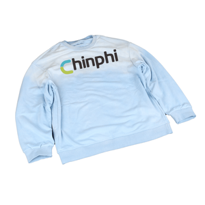 Custom Logo Men's <b>Vintage</b> Washed Crewneck <b>Sweatshirt</b> Light Blue Casual Streetwear Sweetwear - Product Image 3