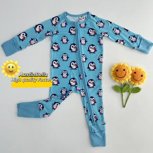 Austin Bella Hochwertiger Hersteller Custom Boutique Bambus Baby kleidung Bedruckter Reiß verschluss Pyjama Kleidung Stram pler Digitaldruck - Product Image 5