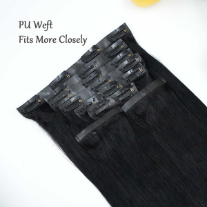Extensions de <span class=keywords><strong>cheveux</strong></span> humains <span class=keywords><strong>à</strong></span> clipser sans couture en PU, <span class=keywords><strong>cheveux</strong></span> vierges <span class=keywords><strong>à</strong></span> cuticules intactes, couleur <span class=keywords><strong>gris</strong></span> ombré, extensions lisses Remy - Product Image 3