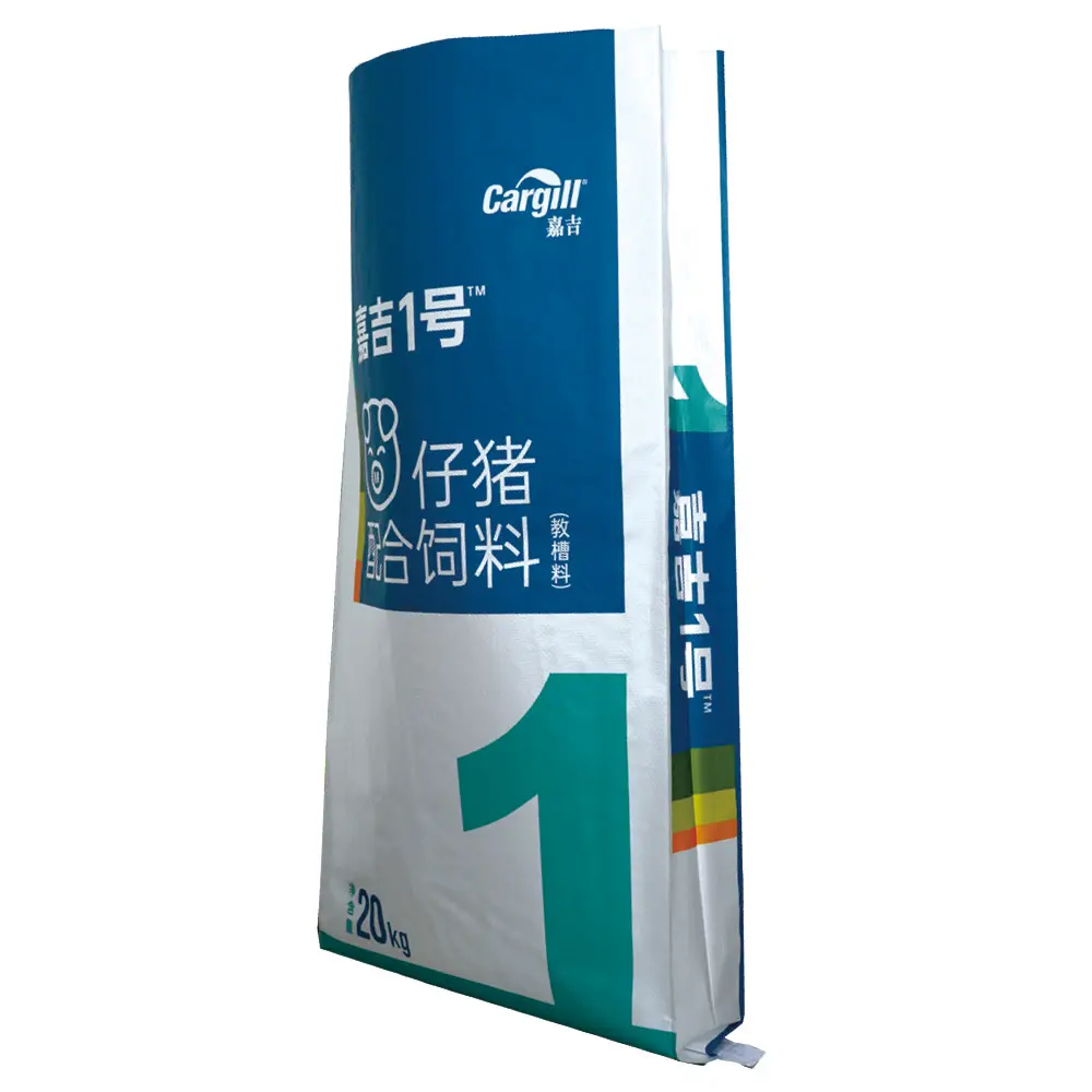 飼料包装卸売耐久性のある大型20kg25kg50kgカスタム印刷ラミネートフィルムPp豚鶏用織飼料バッグ