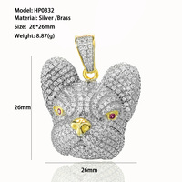 Pendentif tête de chien en cristal design pour homme avec zircon pavé bouledogue français Moissanite pendentifs avec chaîne de collier