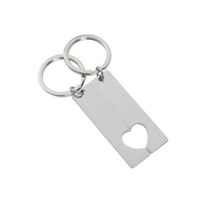 Wholesale 12*50mm Gold Plated Stainless Steel Rectangle <b>Keychain</b> Fashionable Lovers Heart Design <b>Personalized</b> DIY Logo for Gift - Product Image 4