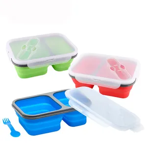 Fashion Reusable Multi Compartment Children Color Lunch Box With Spoon And Fork For Girls