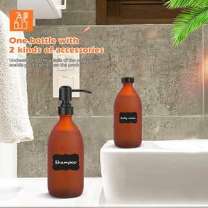 Aprobinetterie domestique de <span class=keywords><strong>savon</strong></span> liquide rechargeable de 16 oz, distributeur de Lotion pour les mains, bouteilles en verre, ambre, pièces - Product Image 5