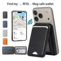 Portefeuille de téléphone pliable en PU ultra-fin avec support MagSafe pour Apple Find My, anti-perte, pour cartes d'identité, cadeau personnel