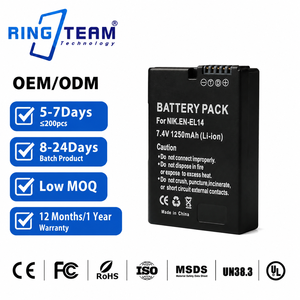 Batterie d'appareil photo numérique OEM/ODM EN-EL14 pour <span class=keywords><strong>Nikon</strong></span> D3100 <span class=keywords><strong>D3200</strong></span> D3300 <span class=keywords><strong>D5100</strong></span> D5200 D5300 P7000 P7100 P7200 P7700 et autres modèles - Product Image 1