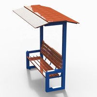 Banc de parc extérieur Gavin en bois massif avec abri/toit/auvent, nouveau design 2024, mobilier de parc et de rue, siège en bois