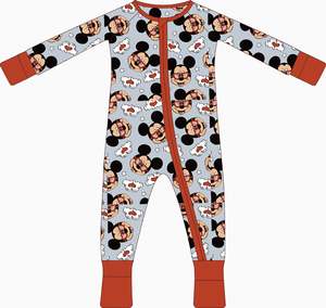 맞춤형 부활절 토끼 프린트 대나무 비스코스 소프트 베이비 점프수트 파자마 신생아 지퍼업 슬리퍼 - Product Image 4