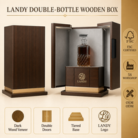 Caja de Madera de Lujo con Doble Puerta para Vino, Estuche Premium para Vino Tinto, Caja de Regalo de Madera MDF para Whisky y Licores