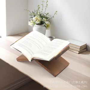 Support de livres en bois massif, porte-revues pour la cuisine, support de livre de recettes, organisateur de rangement durable, présentoir - Product Image 2